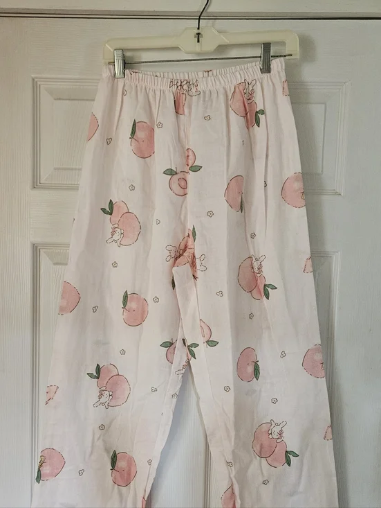 Girls Pink Peach Print Pajama Set - Long Sleeve Top & Pants. - Picture 8 of 9